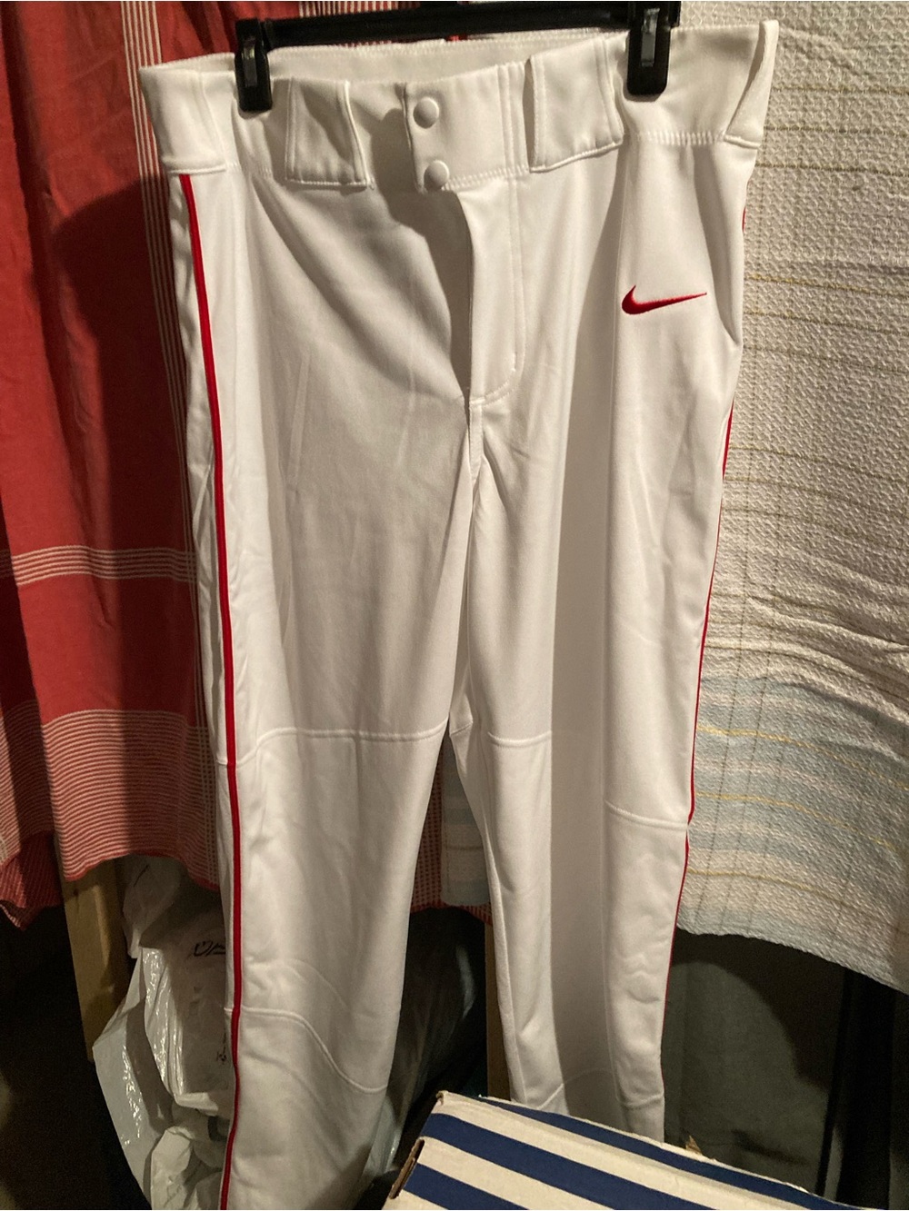 Nike Men’s Medium White Baseball Pants with Red Trim